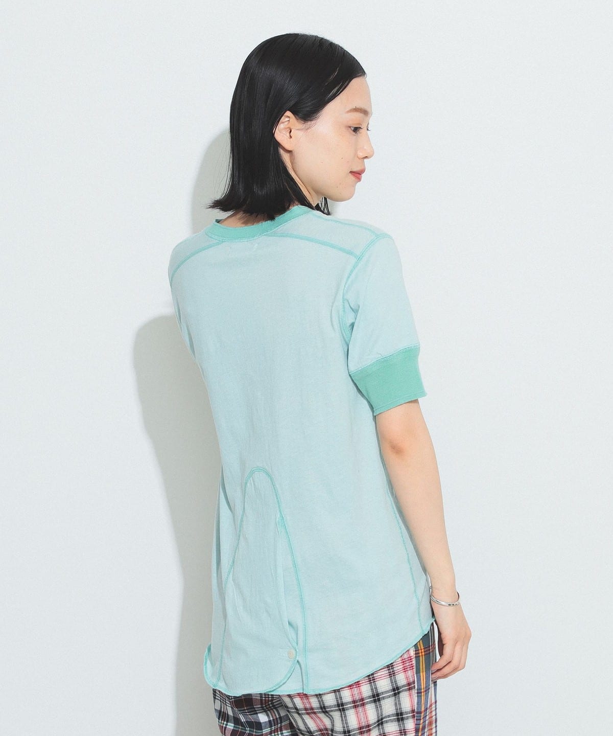 バックディテール 1ボタン ヘンリーネック Tシャツ Tシャツ・カットソー WOMEN MINT FREE バックディテール 1ボタン ヘンリーネック Tシャツ Tシャツ・カットソー WOMEN MINT FREE