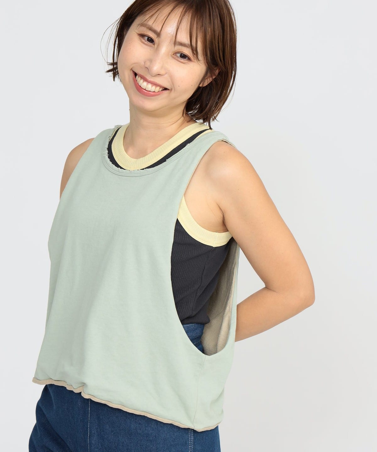 〈WOMEN〉リバーシブル ノースリーブ Tシャツ・カットソー WOMEN MINT. GREEN ONE SIZE 〈WOMEN〉リバーシブル ノースリーブ Tシャツ・カットソー WOMEN MINT. GREEN ONE SIZE