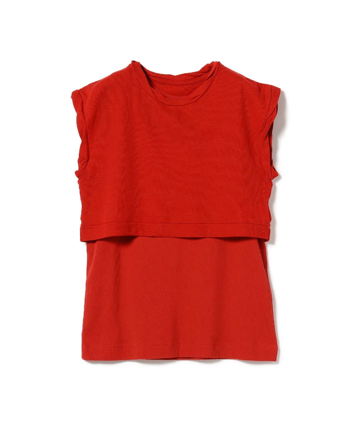 〈WOMEN〉ノースリーブ + ショート フレンチスリーブ Tシャツ・カットソー WOMEN RED 0 〈WOMEN〉ノースリーブ + ショート フレンチスリーブ Tシャツ・カットソー WOMEN RED 0