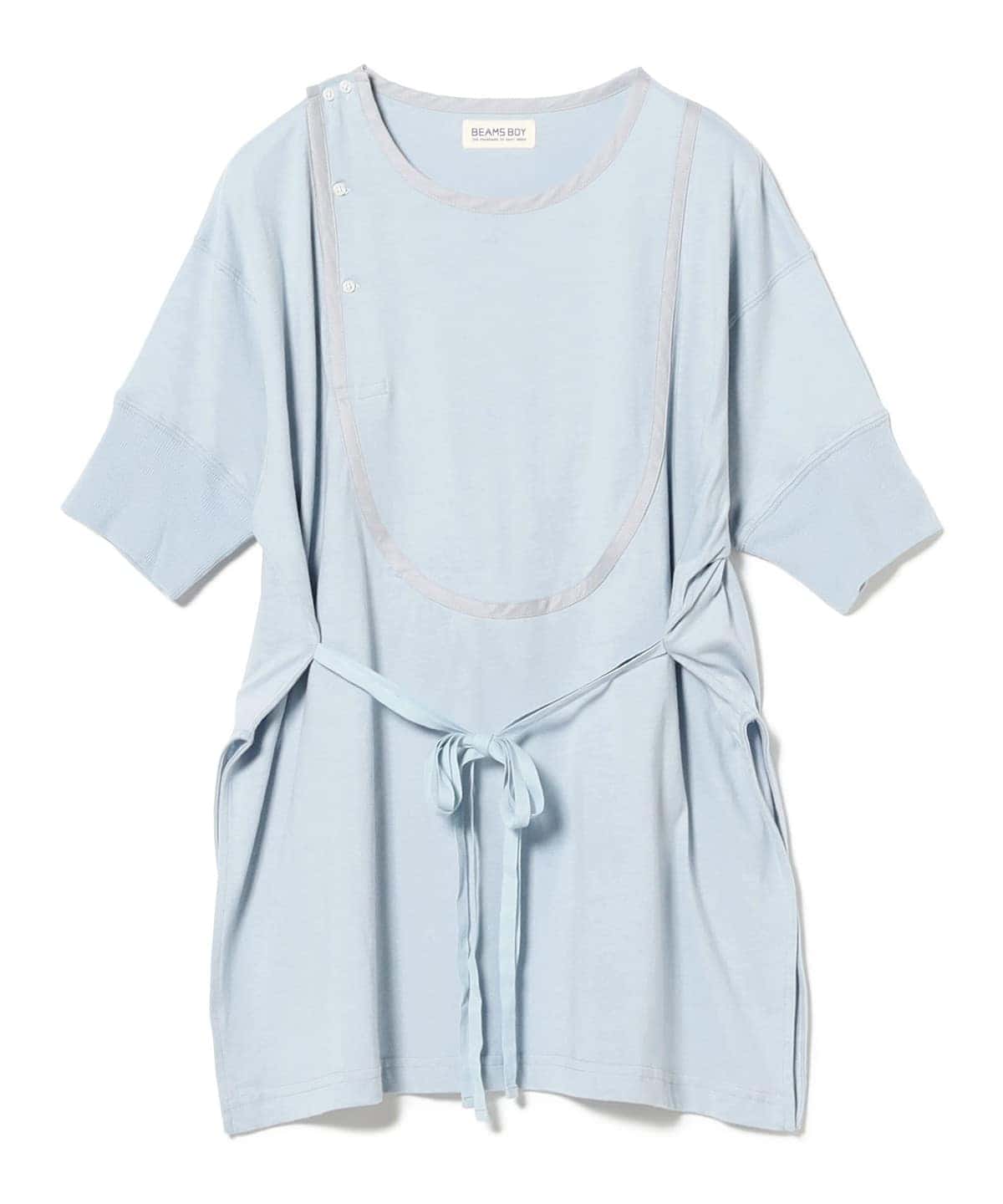 ミリタリー ヘンリーネック ショートスリーブ Tシャツ・カットソー WOMEN SAX ONE SIZE ミリタリー ヘンリーネック ショートスリーブ Tシャツ・カットソー WOMEN SAX ONE SIZE