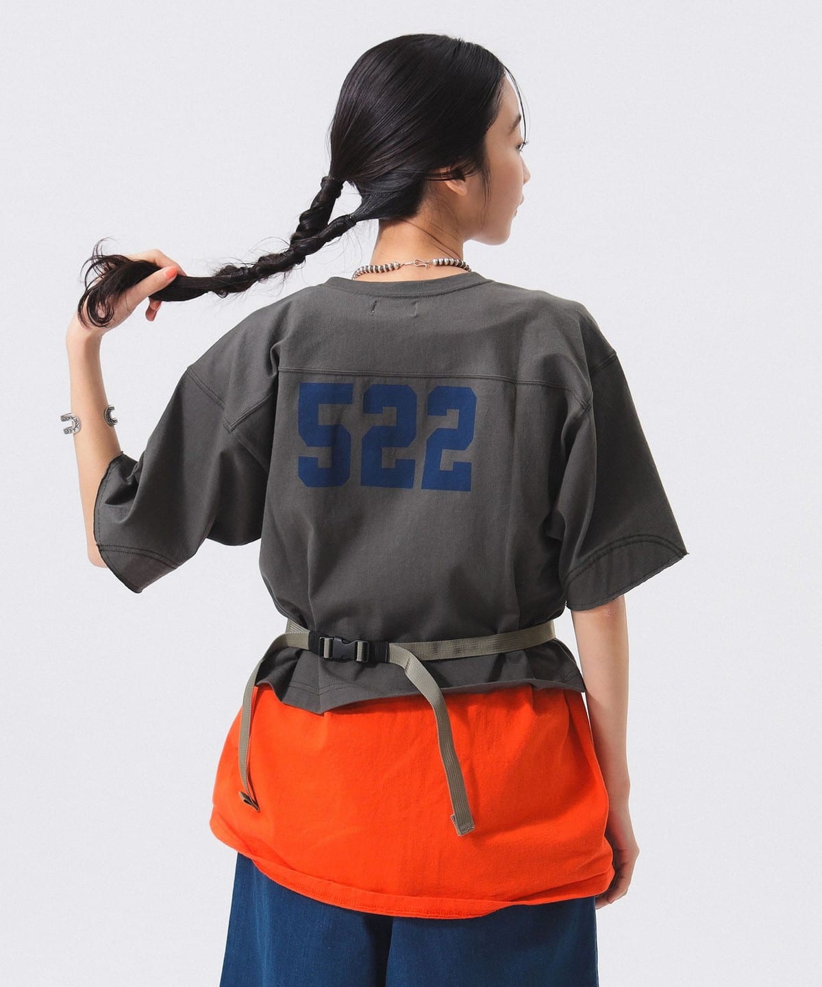 ナンバリング プリント フットボール ショートスリーブ Tシャツ・カットソー WOMEN CHARCOAL. GREY ONE SIZE ナンバリング プリント フットボール ショートスリーブ Tシャツ・カットソー WOMEN CHARCOAL. GREY ONE SIZE