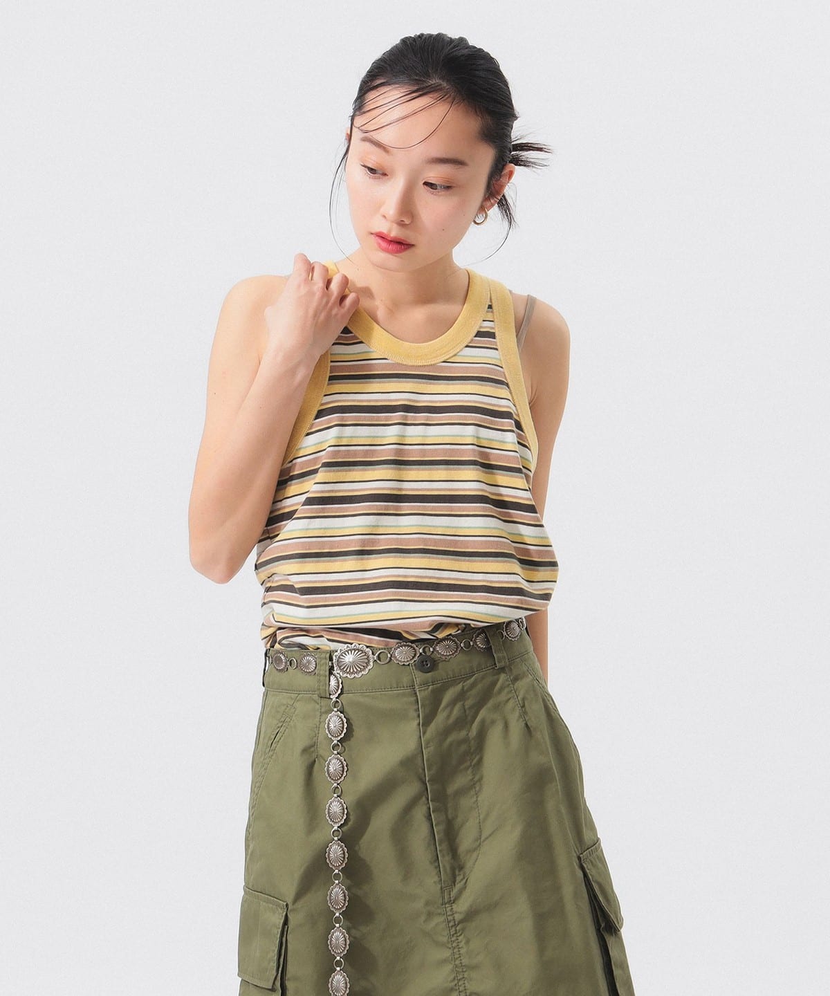 マルチボーダー タンクトップ Tシャツ・カットソー WOMEN YELLOW 0 マルチボーダー タンクトップ Tシャツ・カットソー WOMEN YELLOW 0