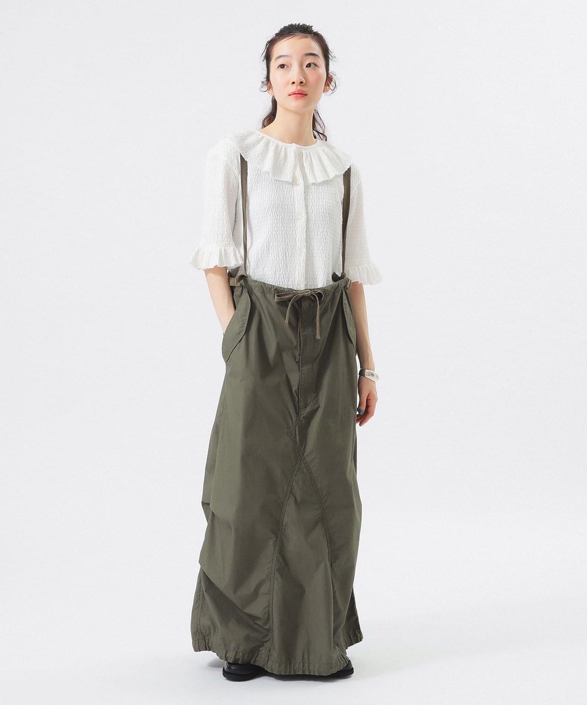 【BEAMS BOY】ジャガードフリルブラウス BEAMS WOMEN｜【7/25再値下げ】ジャガード フリル ギャザー
