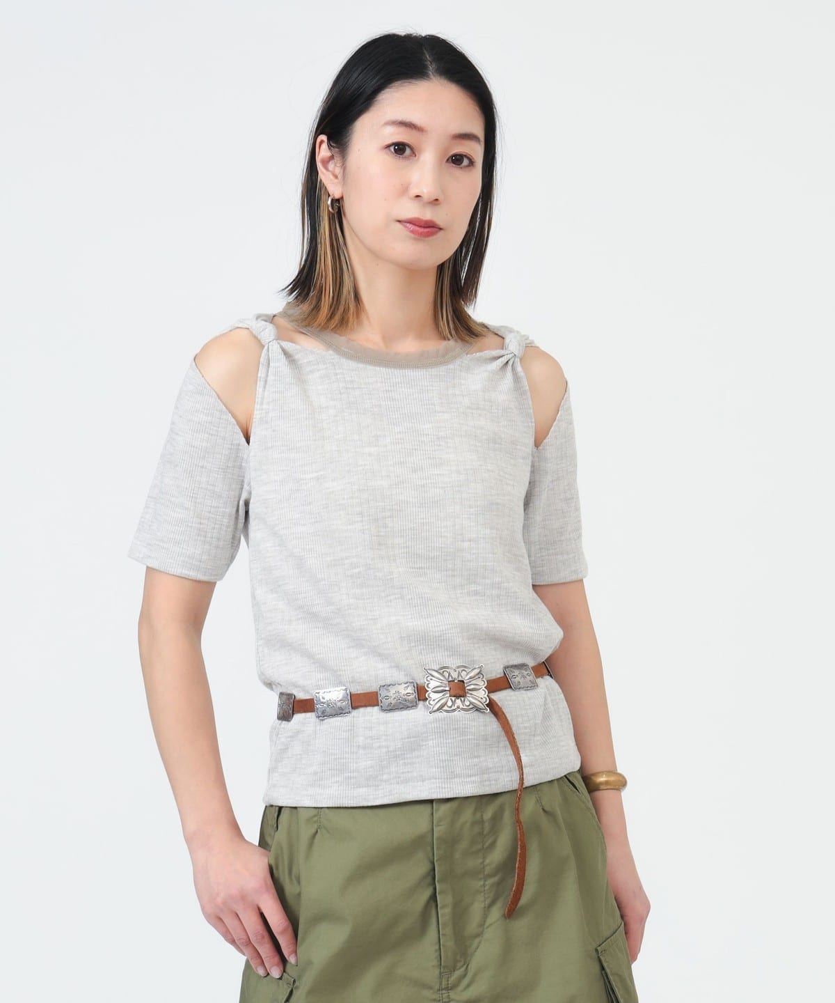 〈WOMEN〉リブ カットアウト Tシャツ Tシャツ・カットソー WOMEN IVORY 1 〈WOMEN〉リブ カットアウト Tシャツ Tシャツ・カットソー WOMEN IVORY 1