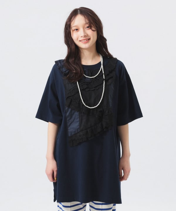 美品 トリト ビームスボーイ フリル デザイン Tシャツ ブラック