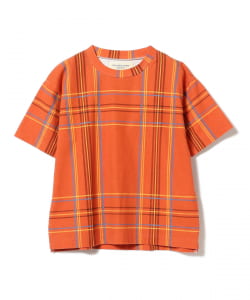 BEAMS BOY / ビッグ タータンチェック プリント Tシャツ