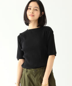 BEAMS BOY / ジャカード リブ クルー ショートスリーブ Tシャツ