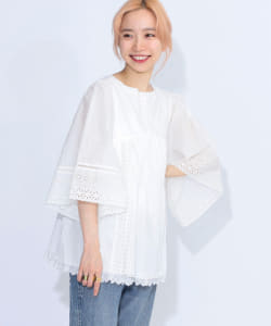 TORI-TO × BEAMS BOY / バックトゥーフロント カットワーク Tシャツ