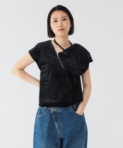 【+15%ポイントUP】maturely / ベロア ジッパー トップ