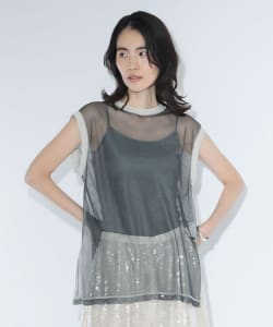 【+10%ポイントUP】maturely / シャンブレー チュール ノースリーブ