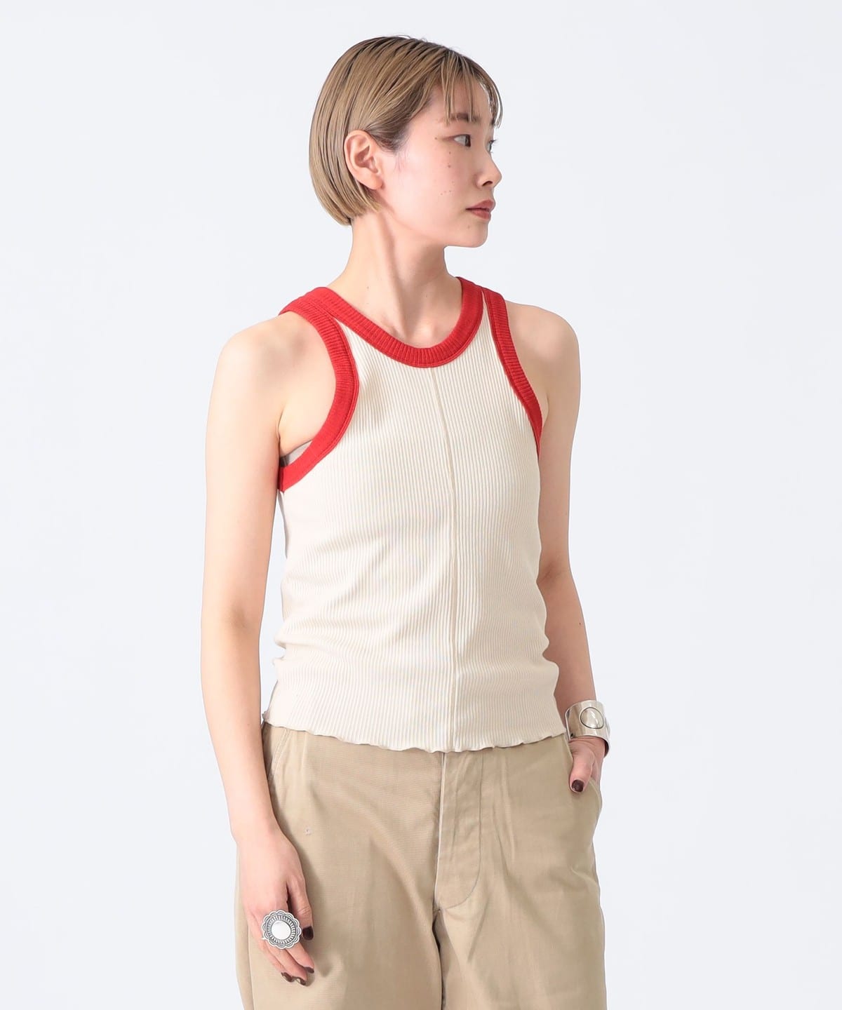 BEAMS JAPAN (BEAMS JAPAN) Two-tone Tank Top (One-piece, Camisole