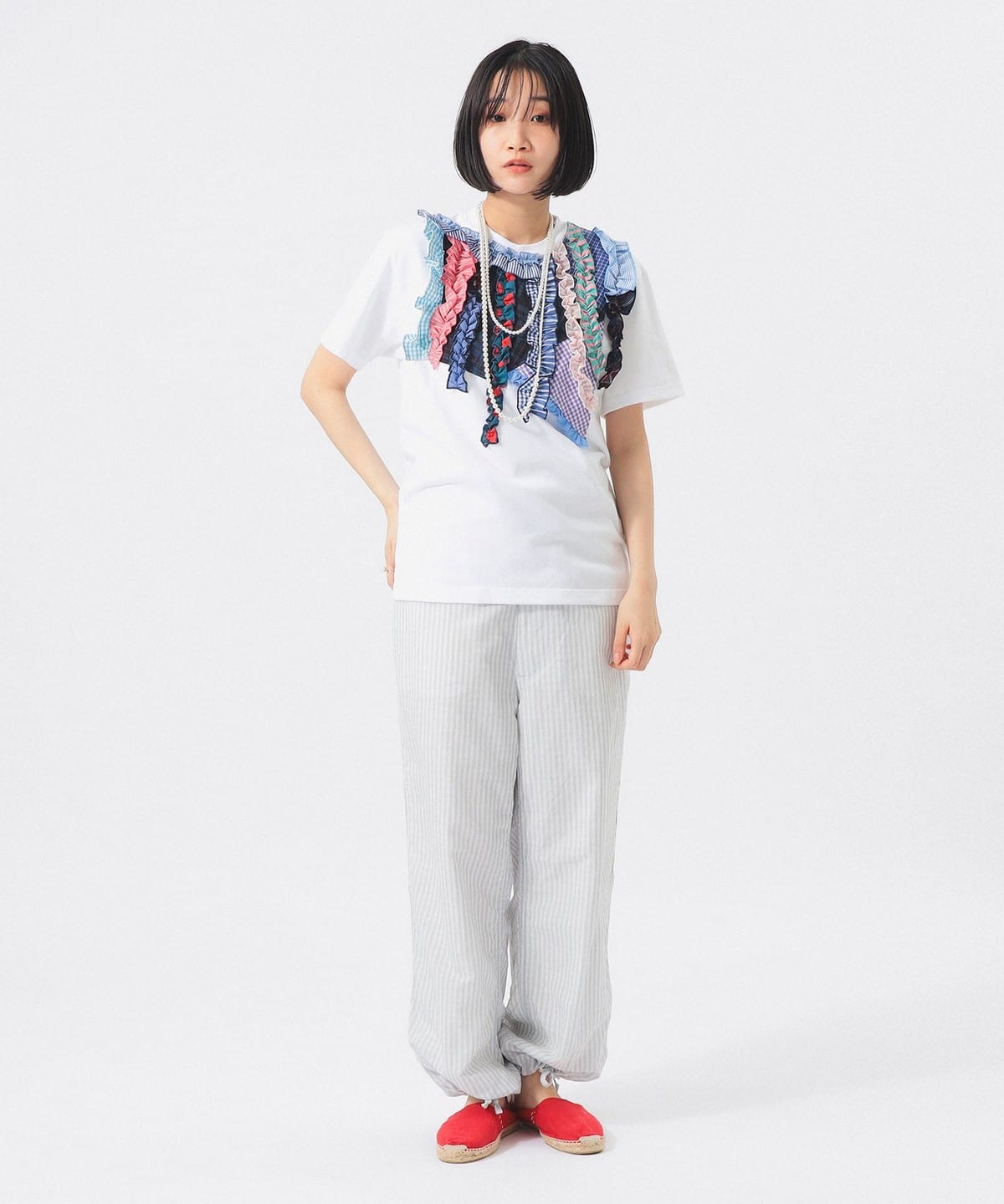 BEAMS BOY（ビームス ボーイ）【別注】TORI-TO / 縦フリル Tシャツ（T