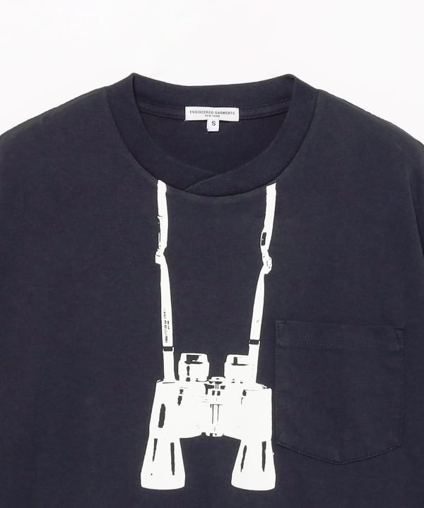 ENGINEERED GARMENTS / Printed Cross Crew Neck T-Shirt Binocular
