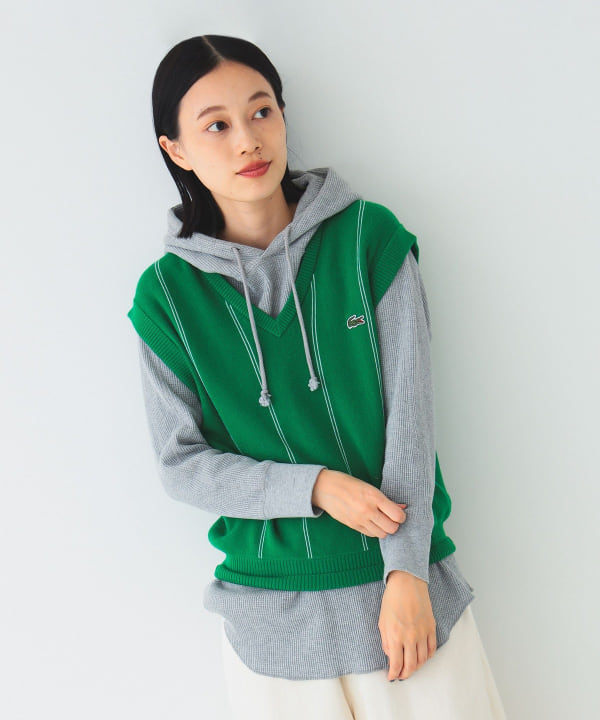 LACOSTE BEAMS BOY 別注 ストライプ Vネック ベスト手洗い可