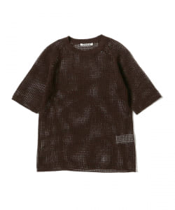 AURALEE / SUPER HARD TWIST LINEN MESH KNIT TEE