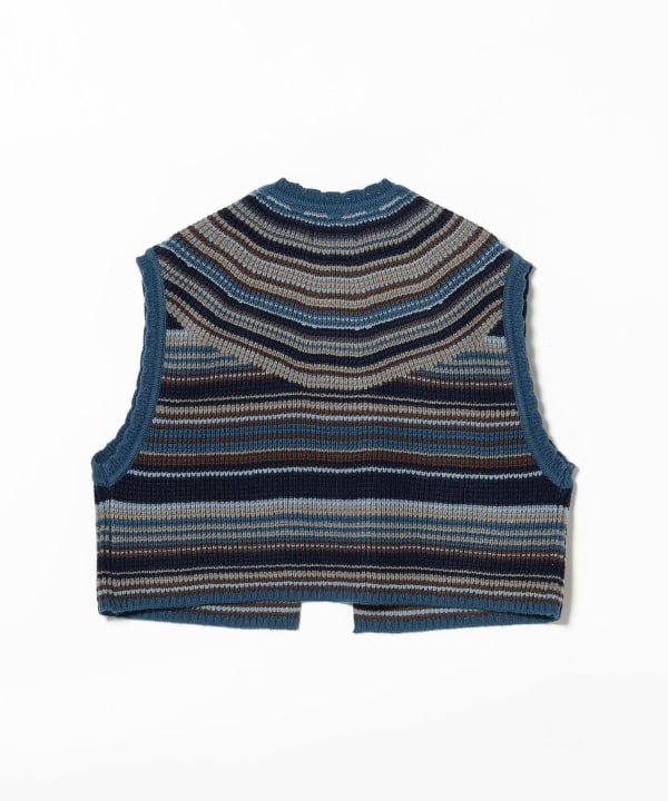 新品　BEAMS BOY マルチボーダー ベスト　ニット 温かみのあるクラフト感たっぷりなマルチ ボーダー ベスト