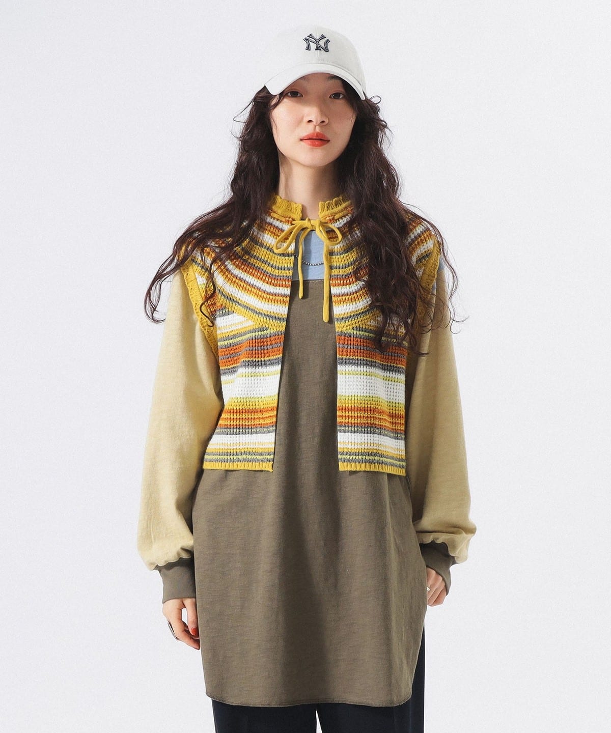 【+15%ポイントUP】マルチボーダー ベスト トップス WOMEN YELLOW ONE SIZE 【+15%ポイントUP】マルチボーダー ベスト トップス WOMEN YELLOW ONE SIZE