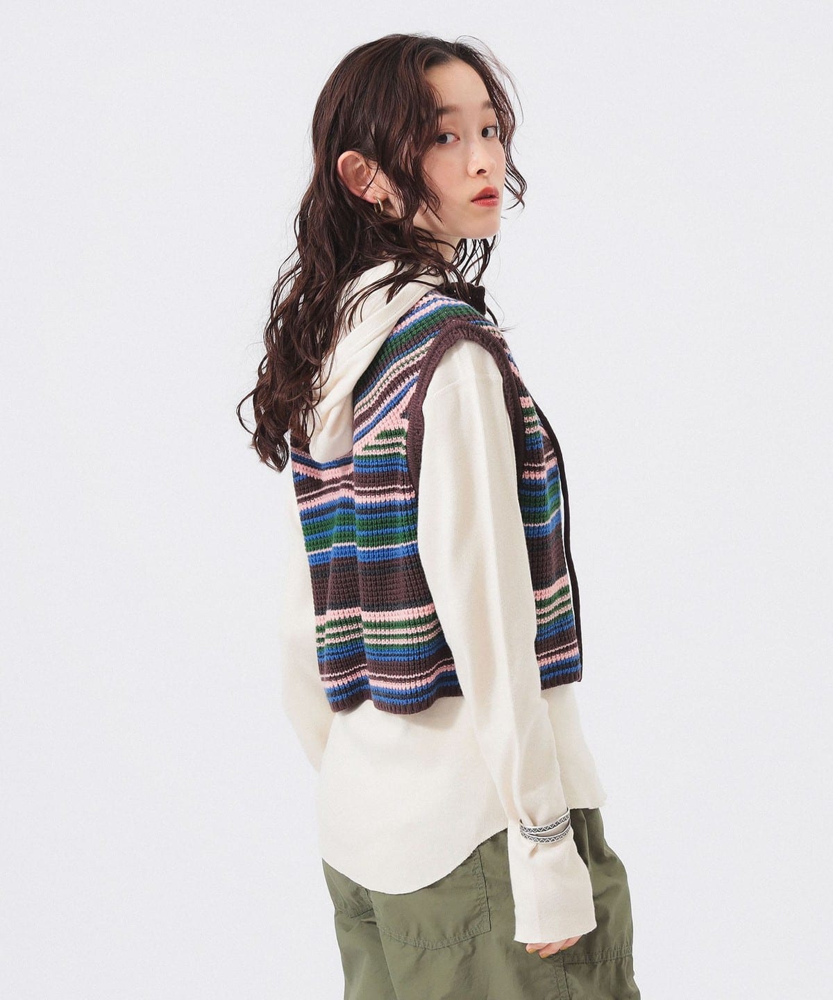 新品　BEAMS BOY マルチボーダー ベスト　ニット BEAMS BOY（ビームス ボーイ）マルチボーダー ベスト（トップス