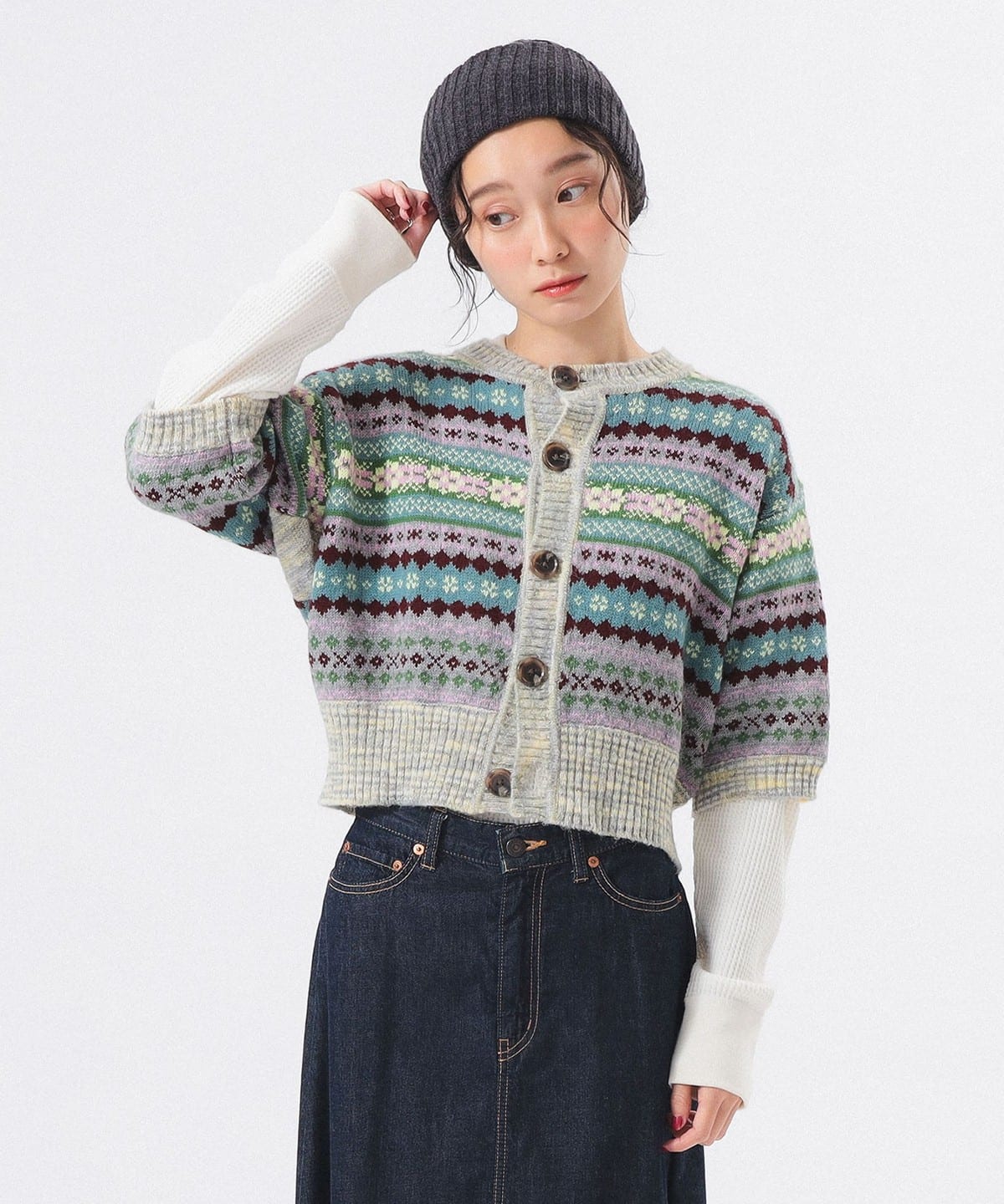 フェアアイル 5分袖 カーディガン トップス WOMEN GREY ONE SIZE フェアアイル 5分袖 カーディガン トップス WOMEN GREY ONE SIZE