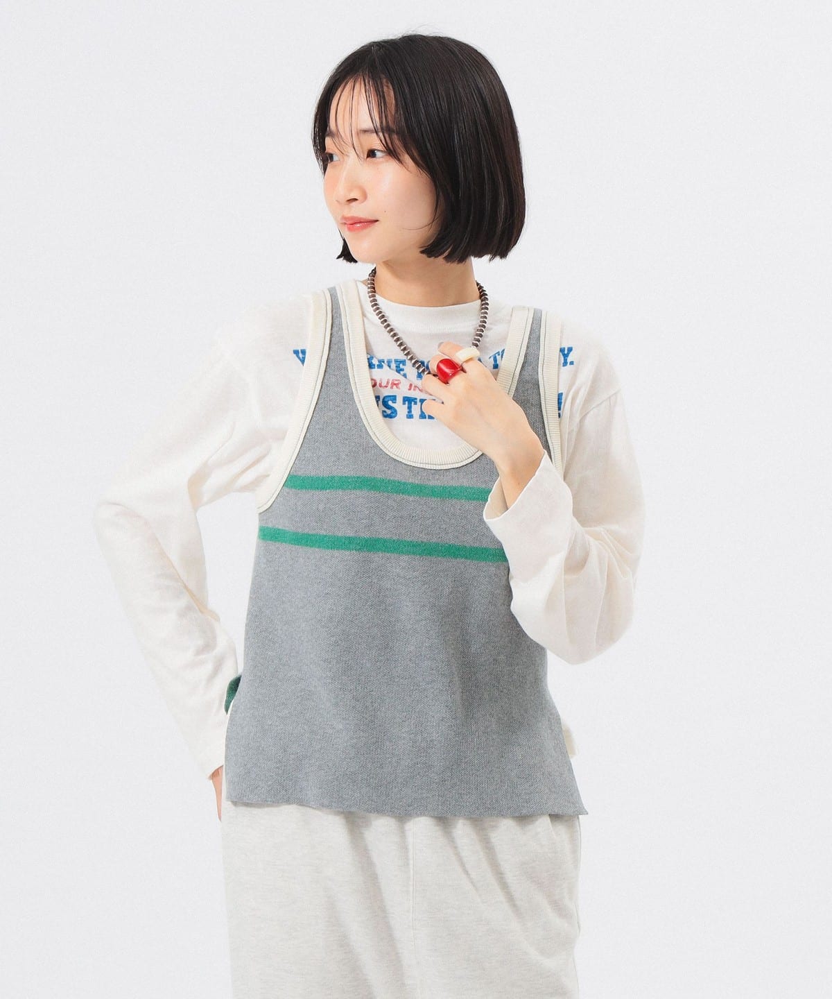 12ゲージ ジャカード ライン タンク トップス WOMEN GREY ONE SIZE 12ゲージ ジャカード ライン タンク トップス WOMEN GREY ONE SIZE