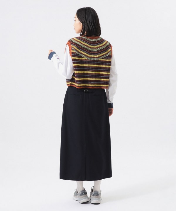 マルチボーダー ベスト Model： H165 B80 W59 H85　Size： ONE SIZE
