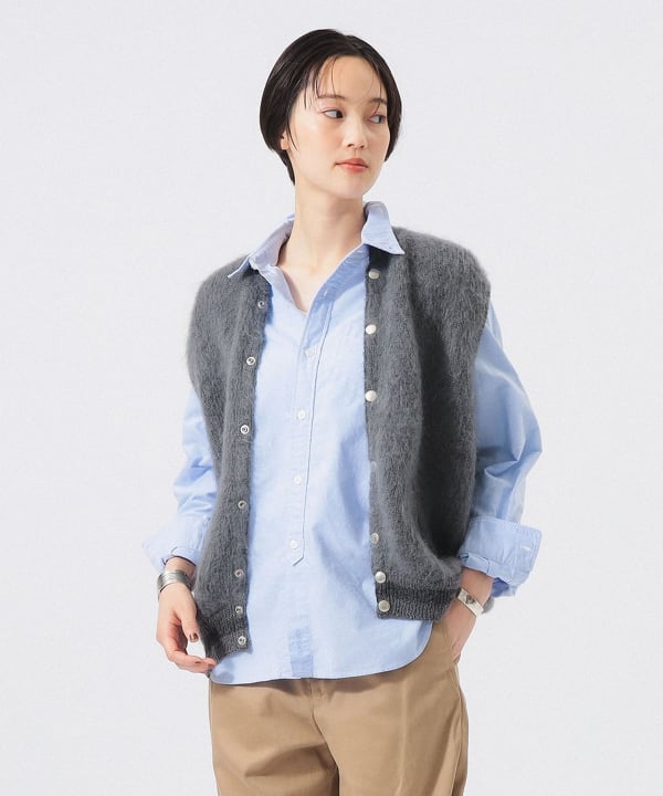 【+10%ポイントUP】エンブロイダリー ウール モヘア ニット ベスト Model : H166 B84 W60 H86　Size : ONE SIZE