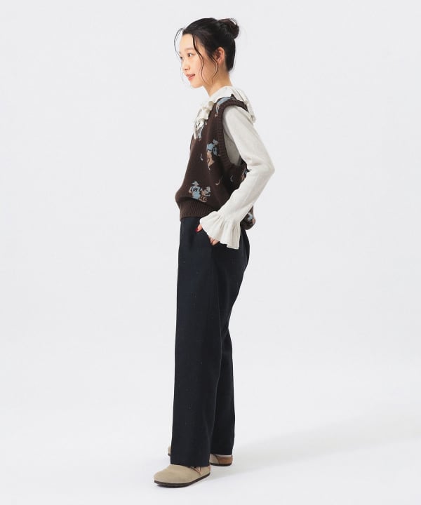 【+10%ポイントUP】ジャカード ニットベスト BEAMS STAFF：H159　Size：ONE SIZE