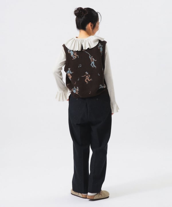 【+10%ポイントUP】ジャカード ニットベスト BEAMS STAFF：H159　Size：ONE SIZE