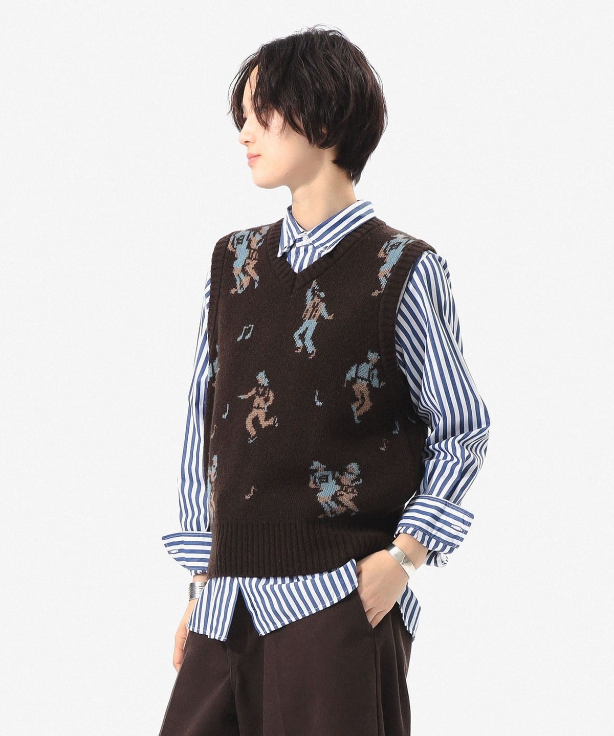 BEAMS BOY ベスト BEAMS BOY（ビームス ボーイ）ジャカード ニットベスト（トップス