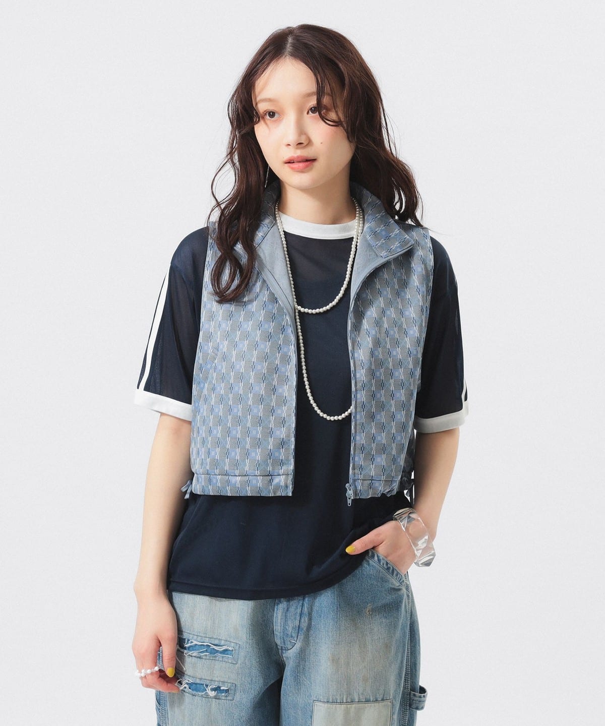 【6/12新規値下げ】ポリエステル ジャガード ベスト トップス WOMEN NAVY ONE SIZE 【6/12新規値下げ】ポリエステル ジャガード ベスト トップス WOMEN NAVY ONE SIZE