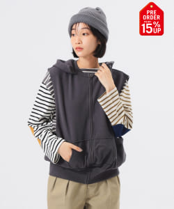 【+15%ポイントUP】スウェット フルジップ パーカー ノースリーブ