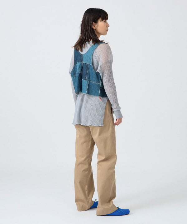 牛様オーダー専用！ブラック網レース×デニムパッチワークベスト BEAMS JAPAN（ビームス ジャパン）〈WOMEN〉デニム パッチワーク