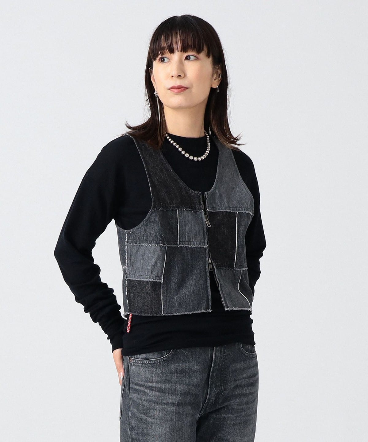 BEAMS HEART 　ストレッチデニムベスト BEAMS HEART（ビームス ハート）ビッグ デニム ベスト（トップス