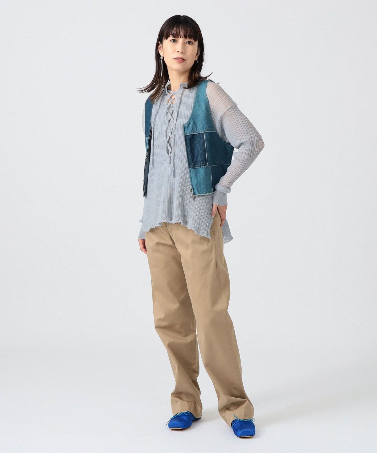〈女裝〉丹寧拼接背心