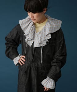 チェック フリルカラー シャツ