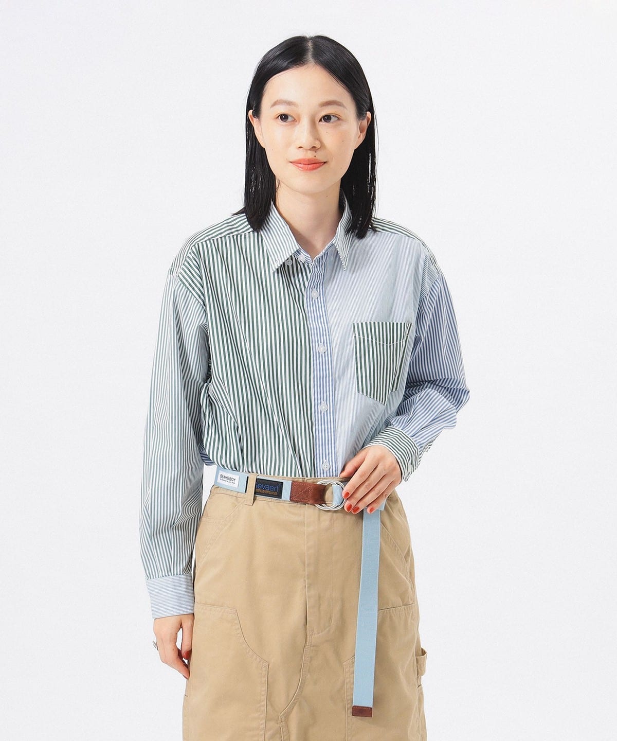 コットン ローン クレイジー ボタンダウン ロングスリーブ シャツ・ブラウス WOMEN BLUE ONE SIZE コットン ローン クレイジー ボタンダウン ロングスリーブ シャツ・ブラウス WOMEN BLUE ONE SIZE