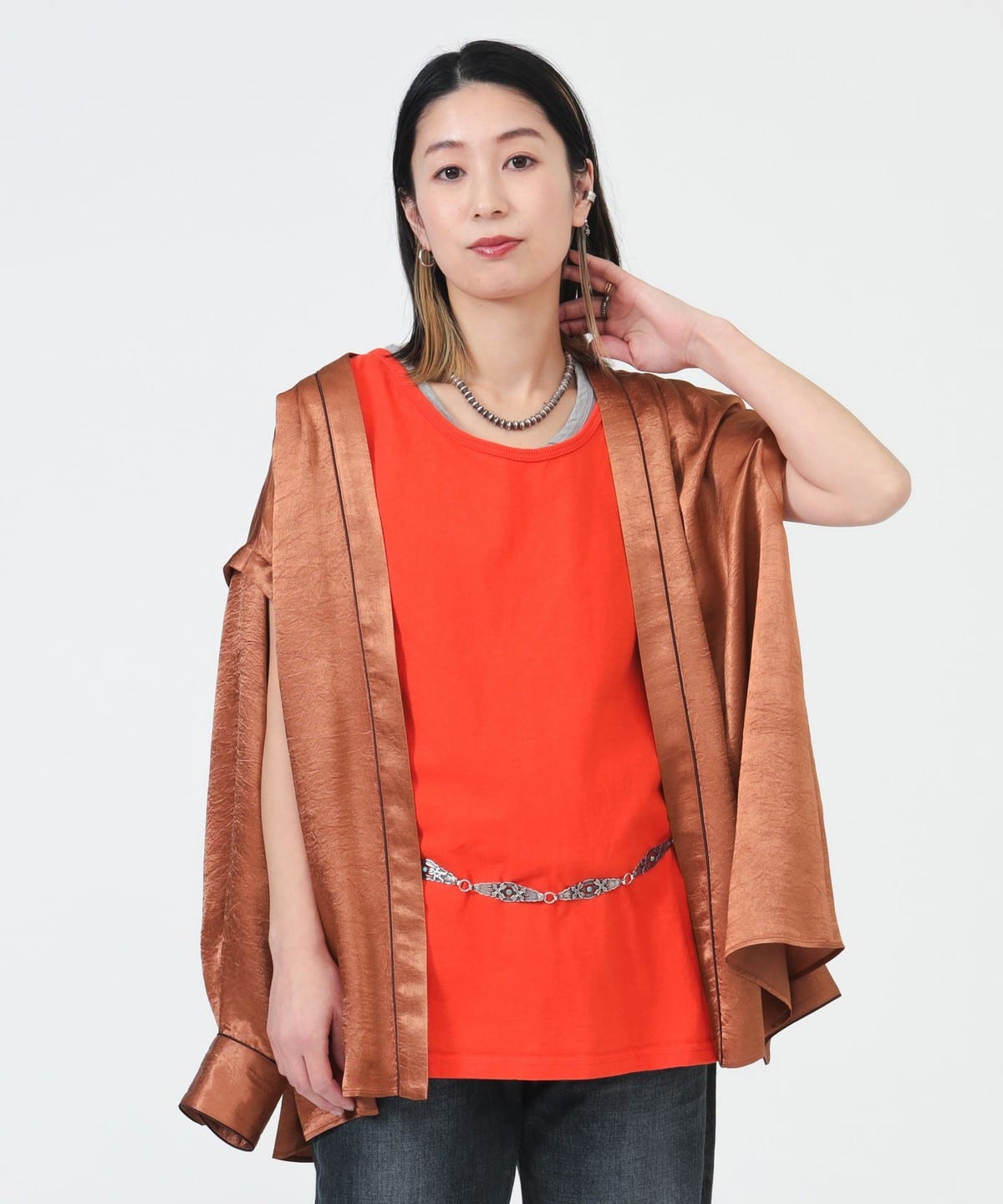 〈WOMEN〉ノーカラー シャツ シャツ・ブラウス WOMEN TERRACOTTA ONE SIZE 〈WOMEN〉ノーカラー シャツ シャツ・ブラウス WOMEN TERRACOTTA ONE SIZE