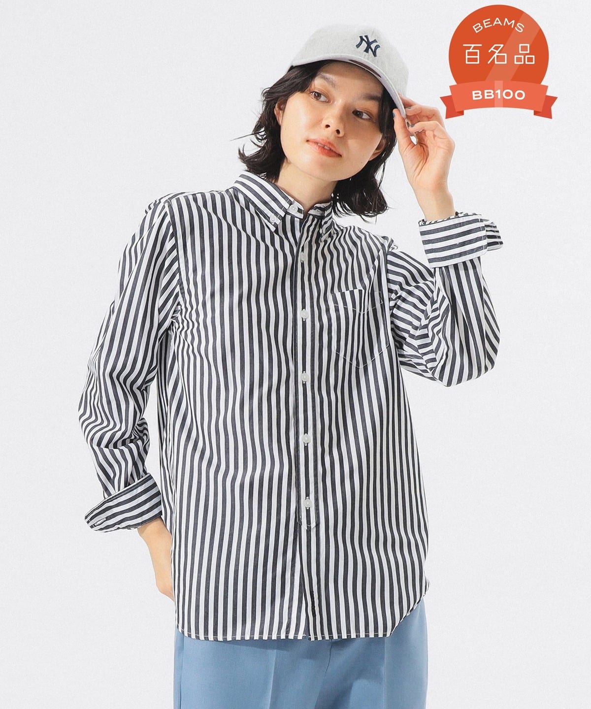 ロンドン ストライプ ボタンダウン シャツ シャツ・ブラウス WOMEN BLACK 1