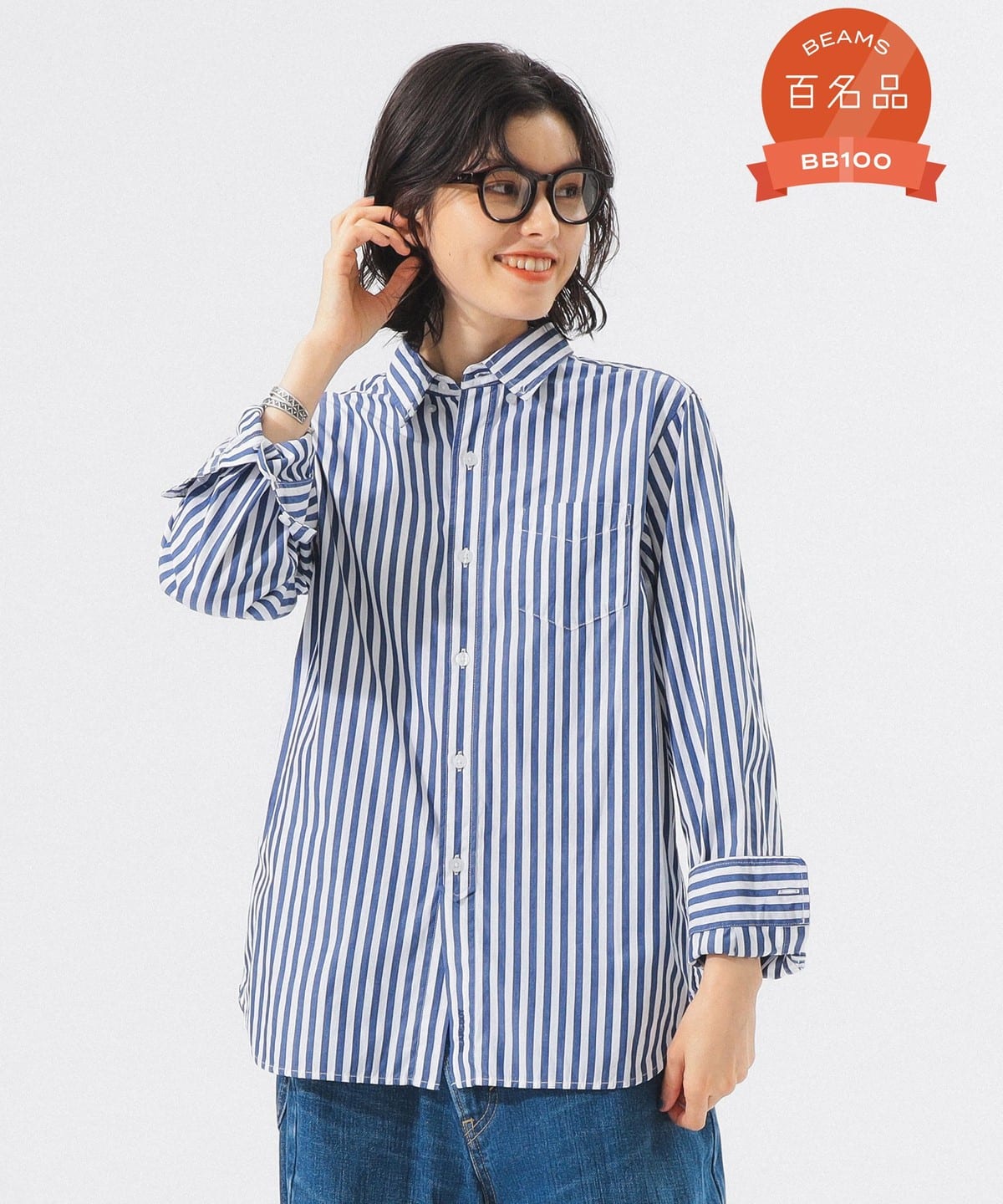 ロンドン ストライプ ボタンダウン シャツ シャツ・ブラウス WOMEN NAVY 2