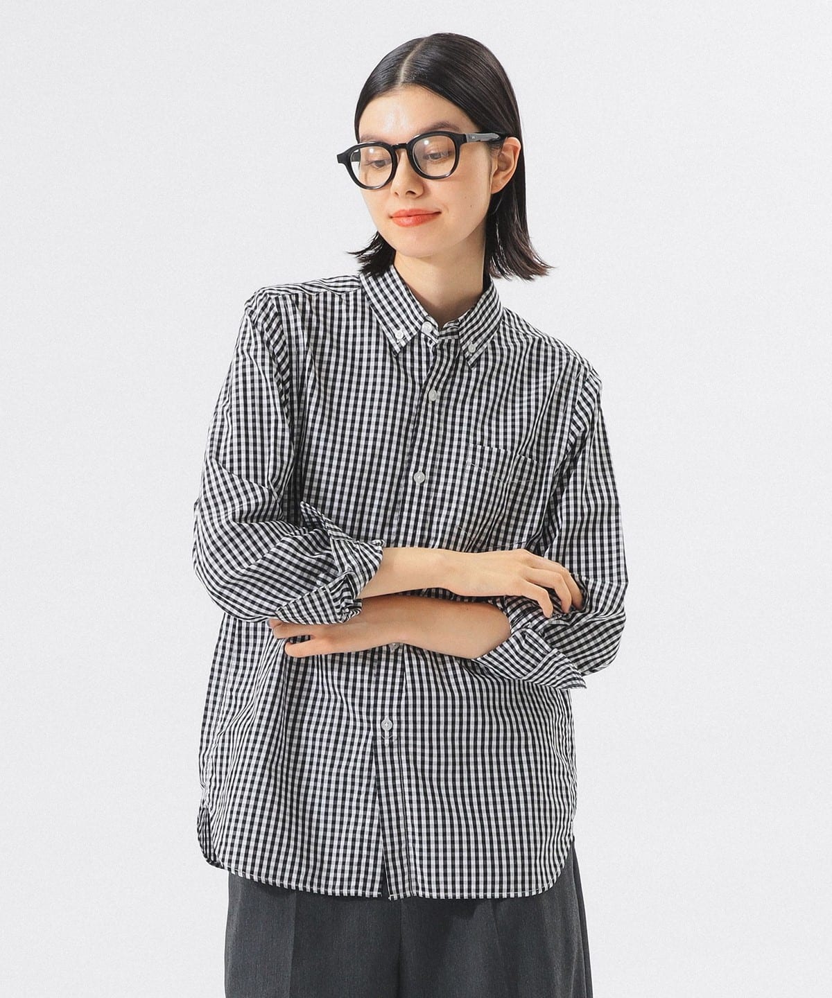 100/2 ギンガムチェック ボタンダウン シャツ シャツ・ブラウス WOMEN BLACK 2 100/2 ギンガムチェック ボタンダウン シャツ シャツ・ブラウス WOMEN BLACK 2