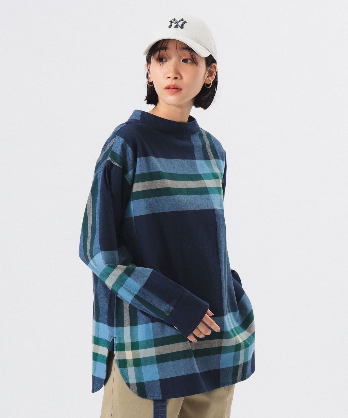 ビッグ タータン バスク シャツ シャツ・ブラウス WOMEN NAVY ONE SIZE ビッグ タータン バスク シャツ シャツ・ブラウス WOMEN NAVY ONE SIZE