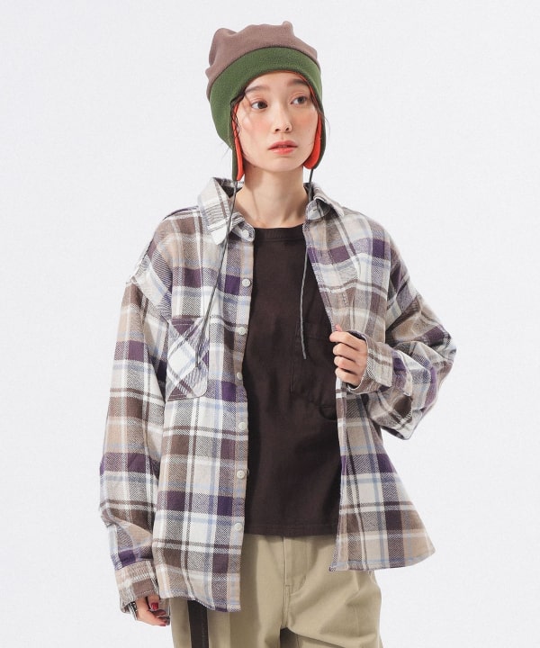 BEAMS　BOY ビームスボーイ　 チェック　カットソー　シャツ セール】ボーイ チェック ビッグ ボタンダウン シャツ（シャツ
