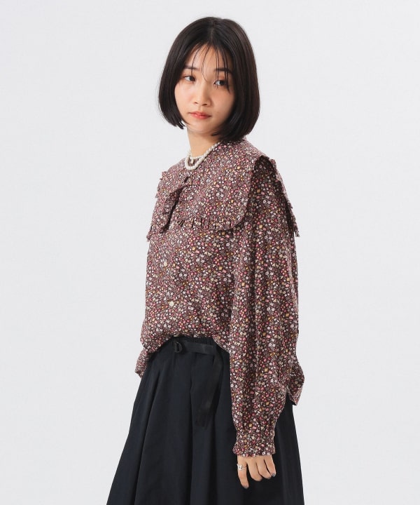 BEAMS BOY リバティ デタッチ フリルカラーシャツ　NAVY BEAMS BOY リバティ デタッチ フリルカラーシャツ NAVY - メルカリ