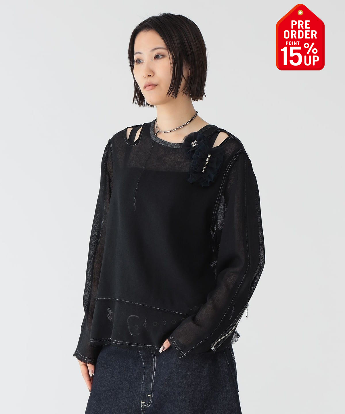 【+15%ポイントUP】maturely マチュアリー / メッシュ トップ ロングスリーブ シャツ・ブラウス WOMEN BLACK ONE SIZE 【+15%ポイントUP】maturely マチュアリー / メッシュ トップ ロングスリーブ シャツ・ブラウス WOMEN BLACK ONE SIZE