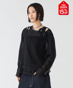 【+15%ポイントUP】maturely / メッシュ トップ ロングスリーブ