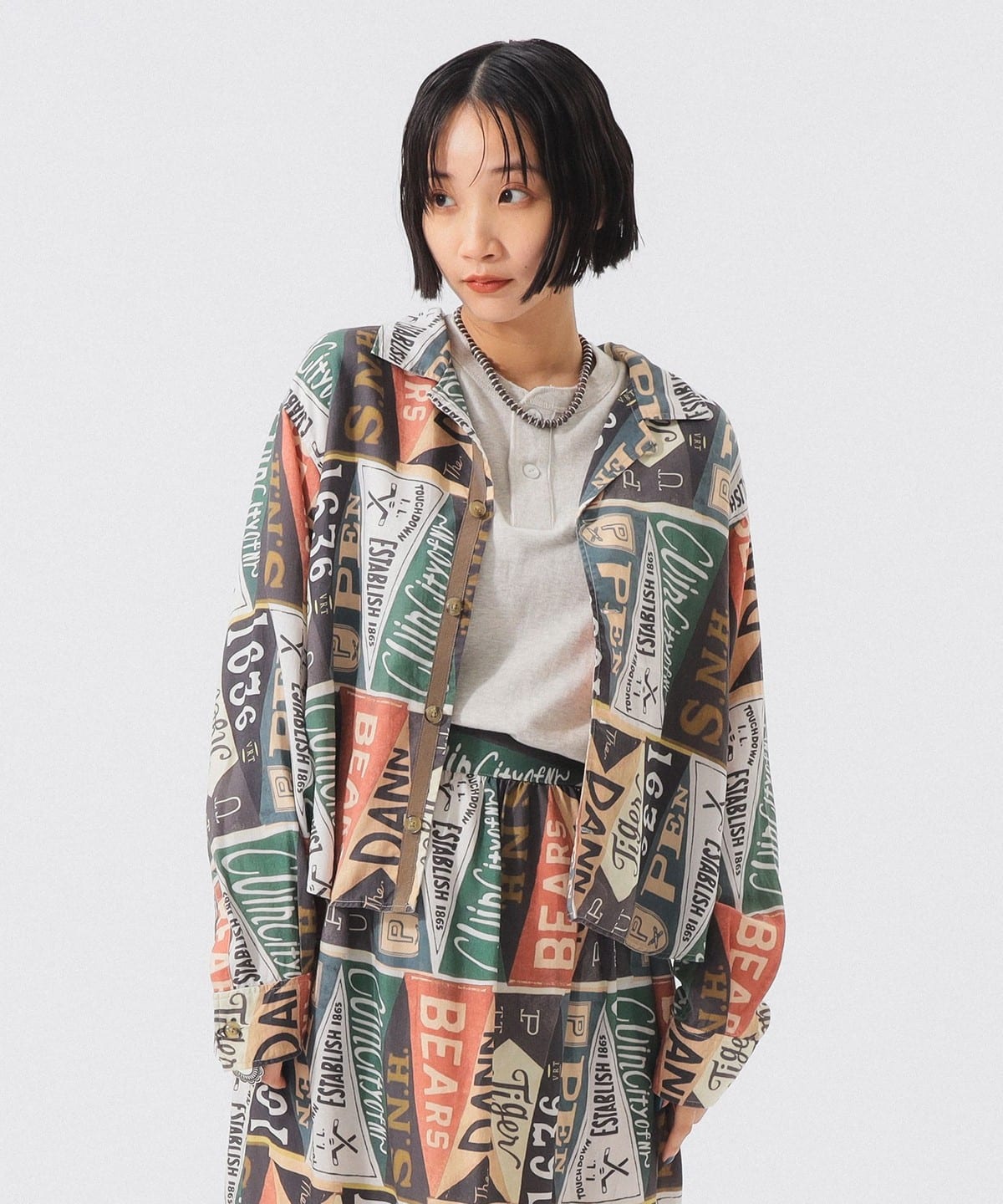 ペナント プリント シャツ シャツ・ブラウス WOMEN MULTI ONE SIZE ペナント プリント シャツ シャツ・ブラウス WOMEN MULTI ONE SIZE