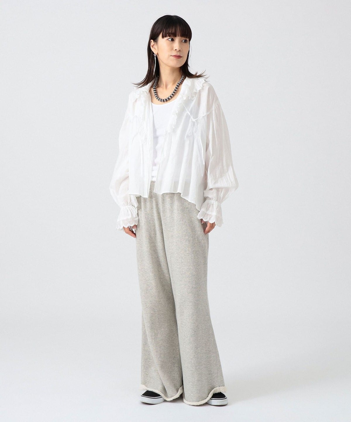 BEAMS JAPAN（ビームス ジャパン）〈WOMEN〉レース フリル ブラウス