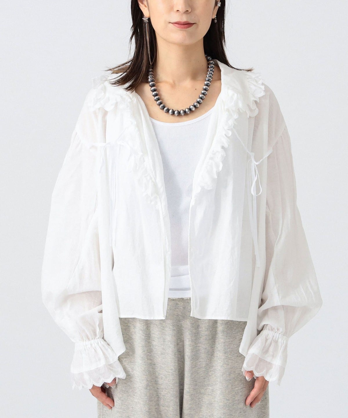 BEAMS JAPAN（ビームス ジャパン）〈WOMEN〉レース フリル ブラウス