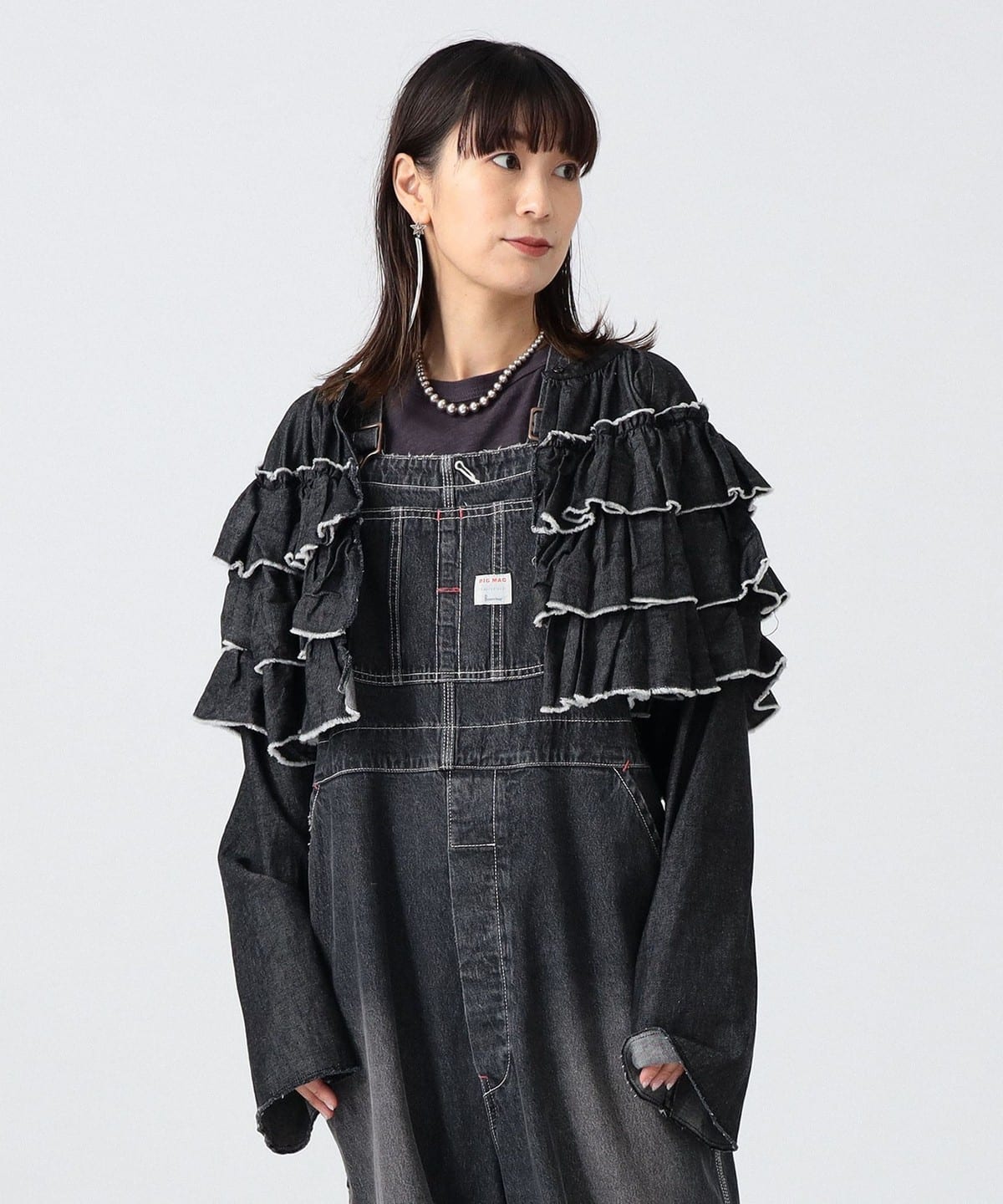 〈女裝〉丹寧荷葉邊短外套