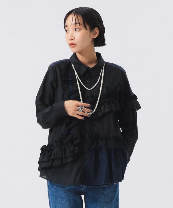 BEAMS JAPAN ショートティアードシャツ BEAMS JAPAN 〈WOMEN〉ショート ティアード シャツ